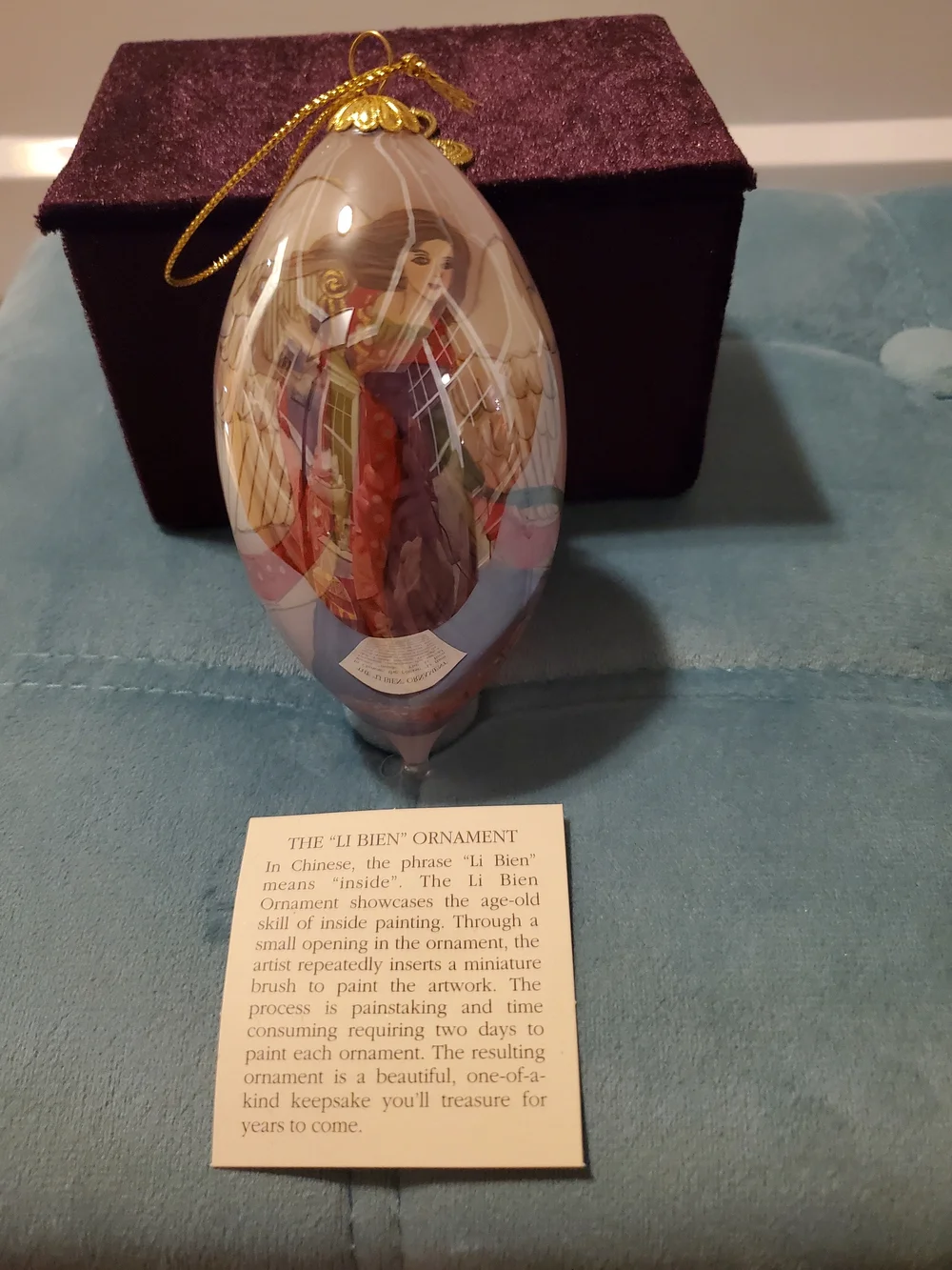 Pier 1 Li Bien Angel Christmas Ornament Hand Painted Glass Vintage